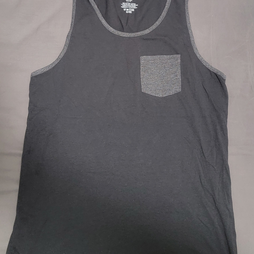 Bluenotes Black and Gray Men's Tank Top Size S